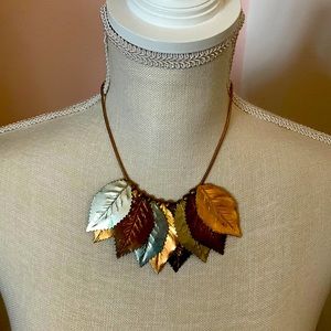 Vintage metal leaf necklace